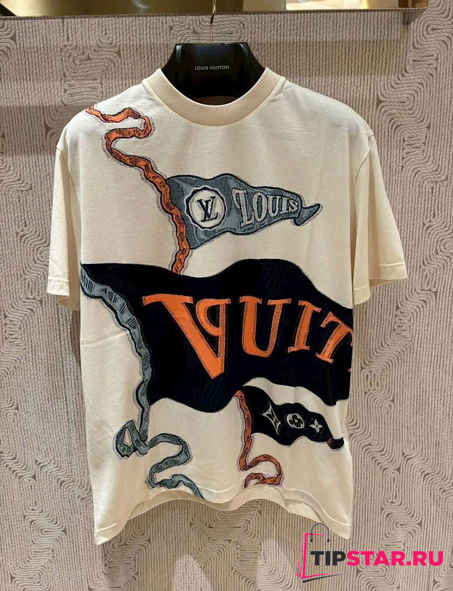 Louis Vuitton Wave Graphic T-Shirt Beige - 1