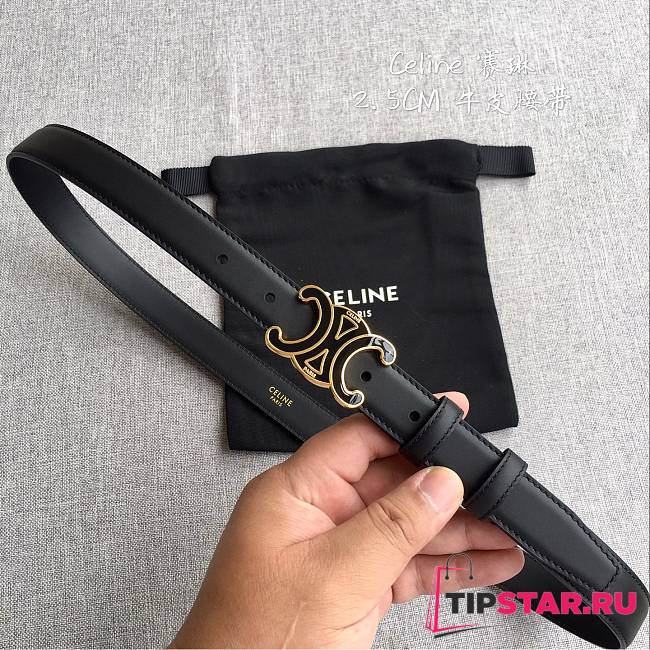 Celine 2.5cm Triumph TRIOMPHE Enamel Buckle Belt Black - 1