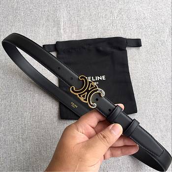 Celine 2.5cm Triumph TRIOMPHE Enamel Buckle Belt Black