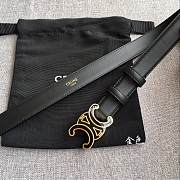 Celine 2.5cm Triumph TRIOMPHE Enamel Buckle Belt Black - 4