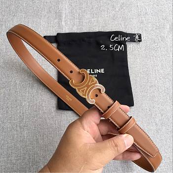 Celine 2.5cm Triumph TRIOMPHE Enamel Buckle Belt Golden brown