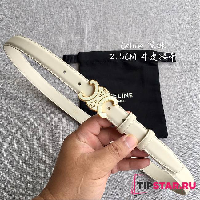 Celine 2.5cm Triumph TRIOMPHE Enamel Buckle Belt Off-white - 1