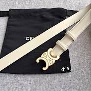 Celine 2.5cm Triumph TRIOMPHE Enamel Buckle Belt Off-white - 2