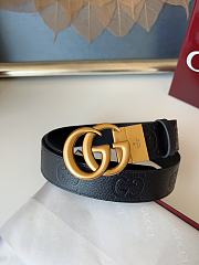 Gucci GG 3.7 Round Interlocking Double G Gold Buckle Belt Black - 1