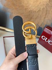 Gucci GG 3.7 Round Interlocking Double G Gold Buckle Belt Black - 4