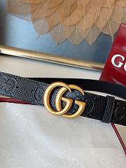 Gucci GG 3.7 Round Interlocking Double G Gold Buckle Belt Black - 3