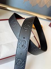 Gucci GG 3.7 Round Interlocking Double G Gold Buckle Belt Black - 2