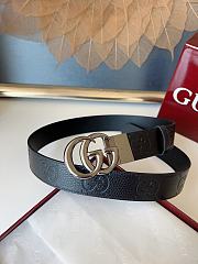 Gucci GG 3.7 Round Interlocking Double G Dark Silver Buckle Belt Black - 1