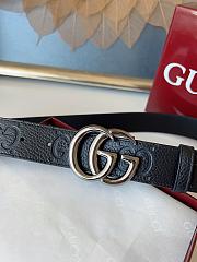 Gucci GG 3.7 Round Interlocking Double G Dark Silver Buckle Belt Black - 6