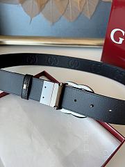 Gucci GG 3.7 Round Interlocking Double G Dark Silver Buckle Belt Black - 5
