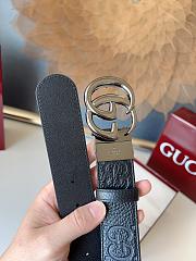 Gucci GG 3.7 Round Interlocking Double G Dark Silver Buckle Belt Black - 4