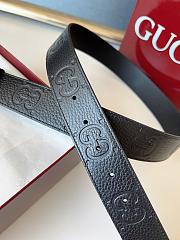 Gucci GG 3.7 Round Interlocking Double G Dark Silver Buckle Belt Black - 3