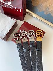 Gucci GG 3.7 Round Interlocking Double G Dark Silver Buckle Belt Black - 2