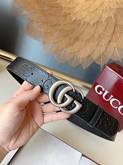 Gucci GG 3.7 Round Interlocking Double G Silver Buckle Belt Black - 6