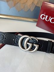 Gucci GG 3.7 Round Interlocking Double G Silver Buckle Belt Black - 5