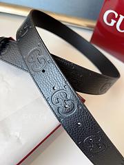 Gucci GG 3.7 Round Interlocking Double G Silver Buckle Belt Black - 4