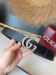 Gucci GG 3.7 Round Interlocking Double G Silver Buckle Belt Black - 2