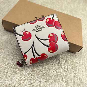 Coach Snap Wallet In Signature Canvas With Cherry 03