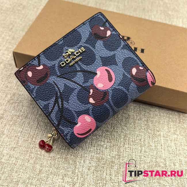 Coach Snap Wallet In Signature Canvas With Cherry 02 - 1