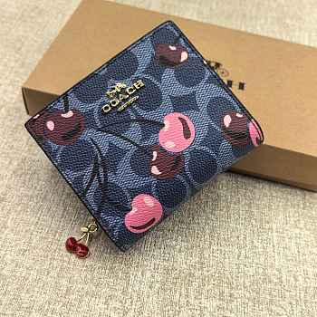 Coach Snap Wallet In Signature Canvas With Cherry 02