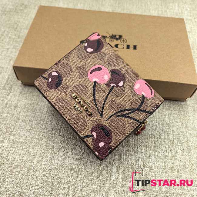 Coach Snap Wallet In Signature Canvas With Cherry 01 - 1