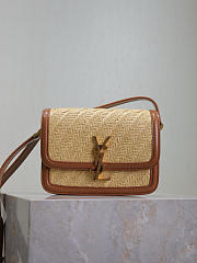 Ysl Satchel Medium bag in beige raffia - 1