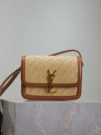Ysl Satchel Medium bag in beige raffia