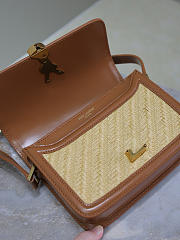 Ysl Satchel Small bag in beige raffia - 3