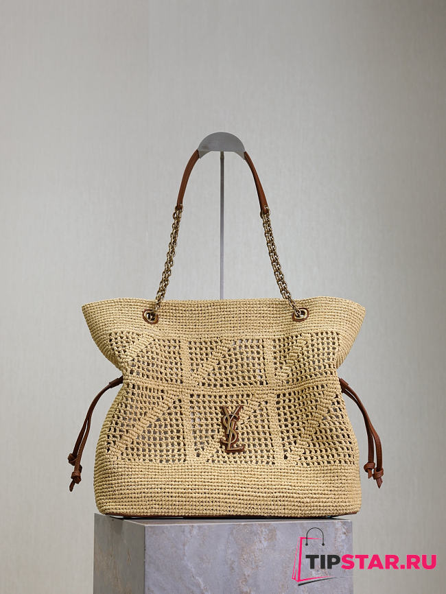 Ysl JAMIE SHOPPING in raffia bronze-tone hardware - 1