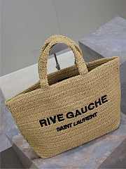 Ysl Saint Laurent Rive Gauche tote bag in natural soft raffia - 6