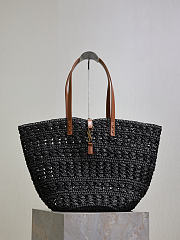 Ysl PANIER bag in raffia black size 55x31x28 cm - 1