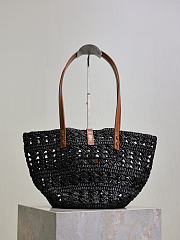 Ysl PANIER bag in raffia black size 42x20x22 cm - 5