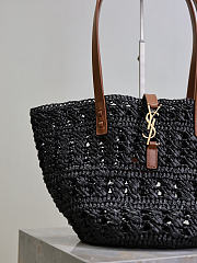 Ysl PANIER bag in raffia black size 42x20x22 cm - 3