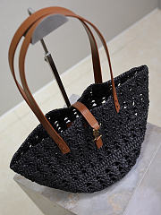 Ysl PANIER bag in raffia black size 42x20x22 cm - 2
