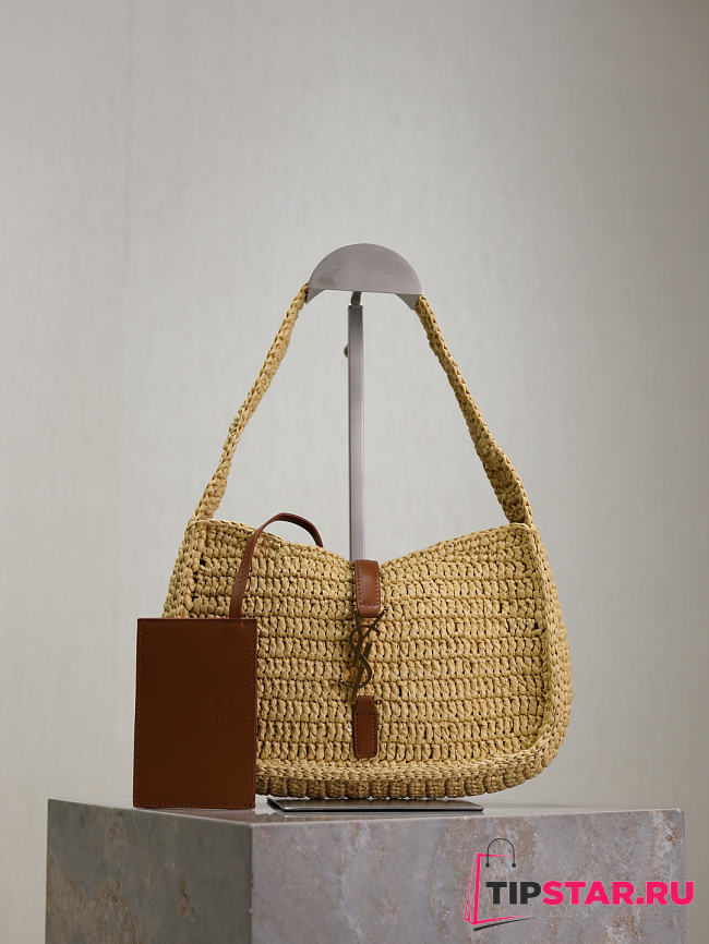 Ysl Saint Laurent Brown Le 5 à 7 Raffia Shoulder Bag - 1