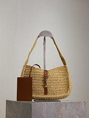 Ysl Saint Laurent Brown Le 5 à 7 Raffia Shoulder Bag - 1