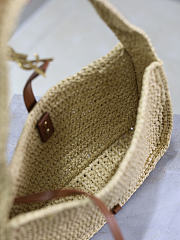 Ysl Saint Laurent Brown Le 5 à 7 Raffia Shoulder Bag - 5