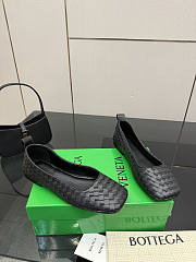 Bottega Veneta Black Intrecciato Woven Nappa Leather Bow Ballet Flats - 1