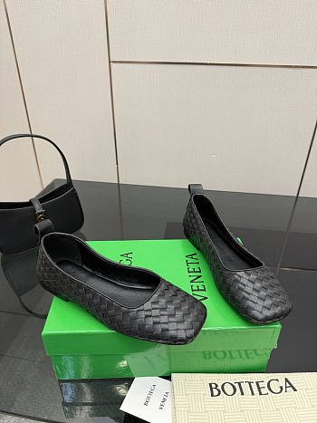 Bottega Veneta Black Intrecciato Woven Nappa Leather Bow Ballet Flats