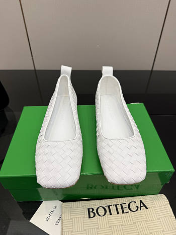 Bottega Veneta White Intrecciato Woven Nappa Leather Bow Ballet Flats