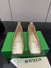 Bottega Veneta Gold Intrecciato Woven Nappa Leather Bow Ballet Flats - 1