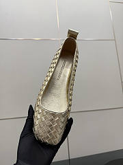 Bottega Veneta Gold Intrecciato Woven Nappa Leather Bow Ballet Flats - 4
