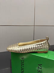 Bottega Veneta Gold Intrecciato Woven Nappa Leather Bow Ballet Flats - 3