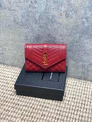 Ysl Quilted Leather Wallet Gold Hardware In Red - 1