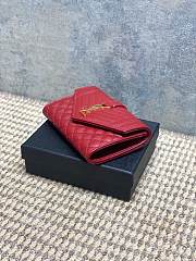 Ysl Quilted Leather Wallet Gold Hardware In Red - 3