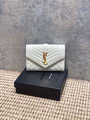 Ysl Quilted Leather Wallet Gold Hardware In White - 1