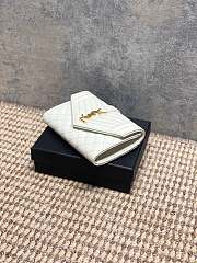 Ysl Quilted Leather Wallet Gold Hardware In White - 5