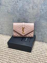 Ysl Quilted Leather Wallet Gold Hardware In Pink - 1
