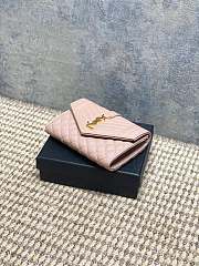 Ysl Quilted Leather Wallet Gold Hardware In Pink - 4
