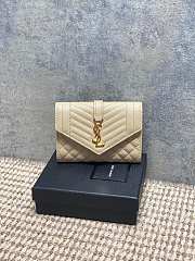 Ysl Quilted Leather Wallet Gold Hardware In Beige - 1
